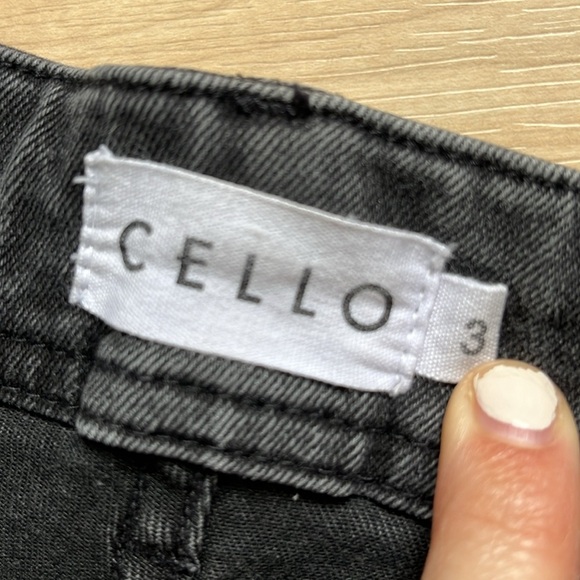 Cello Juniors Sz 3 Black Button Front High Waist Jeans Flare Rough Edge Bottoms - Picture 14 of 16